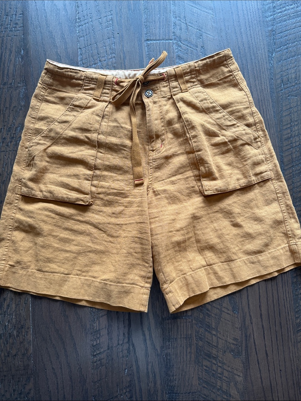 Women’s Casual Linen Blend Shorts in Mustard